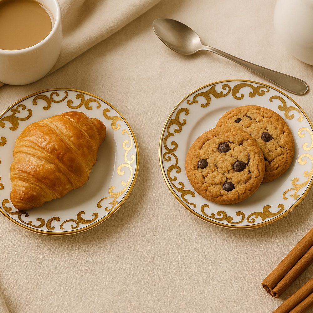 Ciroa Luxe “Fiori Gold” Porcelain Side Plates – Set of 2 – 6 Inch - Picture 2 of 6